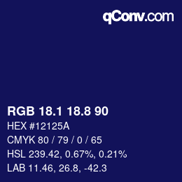 カラーコード: RGB 18.1 18.8 90 | qconv.com