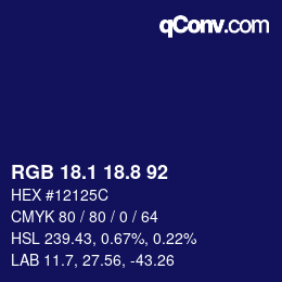カラーコード: RGB 18.1 18.8 92 | qconv.com