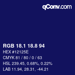 カラーコード: RGB 18.1 18.8 94 | qconv.com