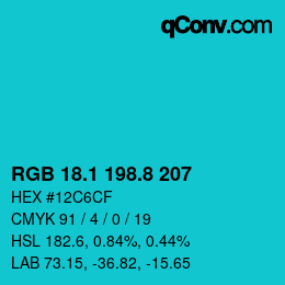 カラーコード: RGB 18.1 198.8 207 | qconv.com