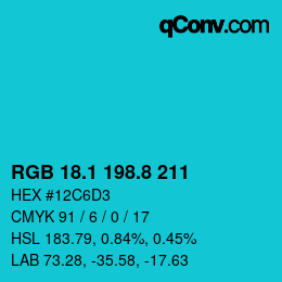 カラーコード: RGB 18.1 198.8 211 | qconv.com