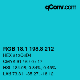カラーコード: RGB 18.1 198.8 212 | qconv.com