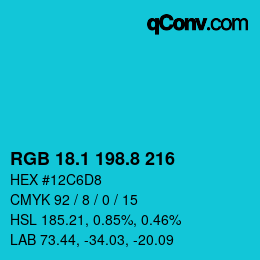 カラーコード: RGB 18.1 198.8 216 | qconv.com