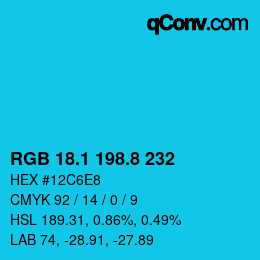 カラーコード: RGB 18.1 198.8 232 | qconv.com