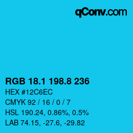 カラーコード: RGB 18.1 198.8 236 | qconv.com