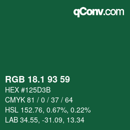 Color code: RGB 18.1 93 59 | qconv.com