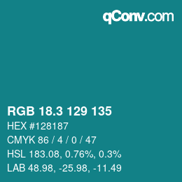 カラーコード: RGB 18.3 129 135 | qconv.com