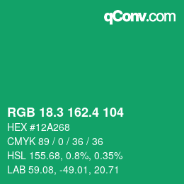 カラーコード: RGB 18.3 162.4 104 | qconv.com