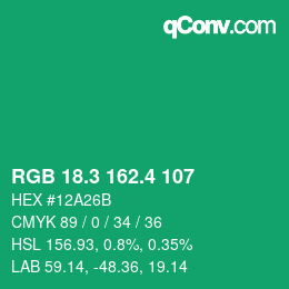 カラーコード: RGB 18.3 162.4 107 | qconv.com
