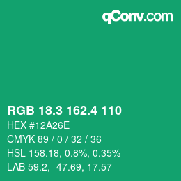 カラーコード: RGB 18.3 162.4 110 | qconv.com