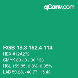 カラーコード: RGB 18.3 162.4 114 | qconv.com