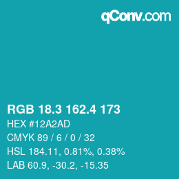カラーコード: RGB 18.3 162.4 173 | qconv.com