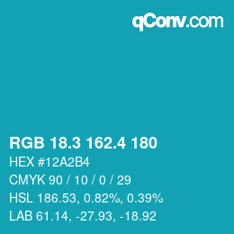カラーコード: RGB 18.3 162.4 180 | qconv.com