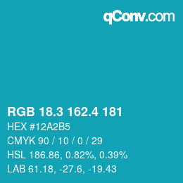 カラーコード: RGB 18.3 162.4 181 | qconv.com
