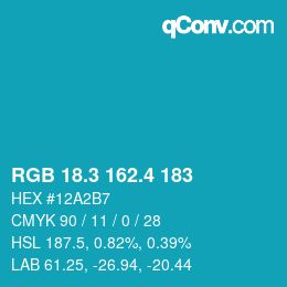 カラーコード: RGB 18.3 162.4 183 | qconv.com
