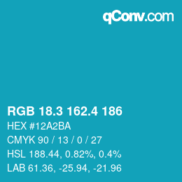 カラーコード: RGB 18.3 162.4 186 | qconv.com