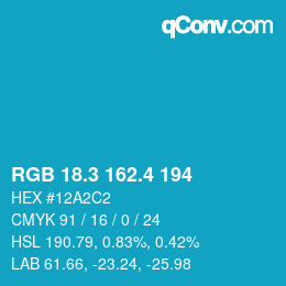 カラーコード: RGB 18.3 162.4 194 | qconv.com