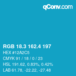 カラーコード: RGB 18.3 162.4 197 | qconv.com