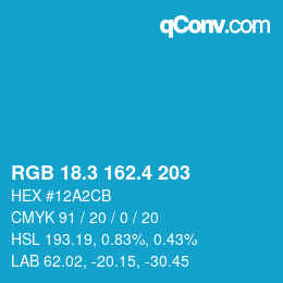 カラーコード: RGB 18.3 162.4 203 | qconv.com