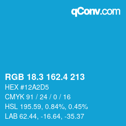 カラーコード: RGB 18.3 162.4 213 | qconv.com
