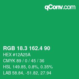 カラーコード: RGB 18.3 162.4 90 | qconv.com