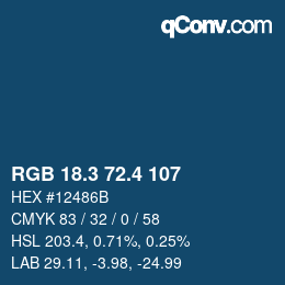 カラーコード: RGB 18.3 72.4 107 | qconv.com