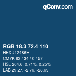 カラーコード: RGB 18.3 72.4 110 | qconv.com