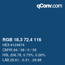カラーコード: RGB 18.3 72.4 116 | qconv.com