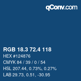 カラーコード: RGB 18.3 72.4 118 | qconv.com