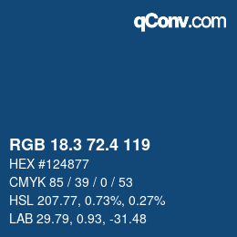 カラーコード: RGB 18.3 72.4 119 | qconv.com