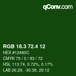 カラーコード: RGB 18.3 72.4 12 | qconv.com