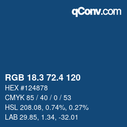 カラーコード: RGB 18.3 72.4 120 | qconv.com