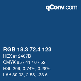 カラーコード: RGB 18.3 72.4 123 | qconv.com
