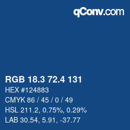 カラーコード: RGB 18.3 72.4 131 | qconv.com