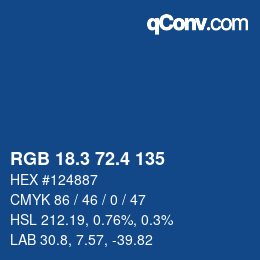 カラーコード: RGB 18.3 72.4 135 | qconv.com