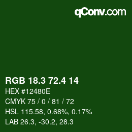 カラーコード: RGB 18.3 72.4 14 | qconv.com