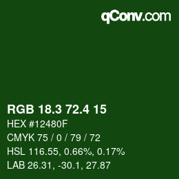 カラーコード: RGB 18.3 72.4 15 | qconv.com