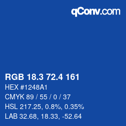 カラーコード: RGB 18.3 72.4 161 | qconv.com