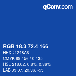 カラーコード: RGB 18.3 72.4 166 | qconv.com
