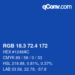 カラーコード: RGB 18.3 72.4 172 | qconv.com