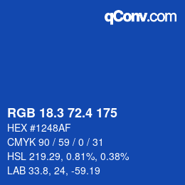 カラーコード: RGB 18.3 72.4 175 | qconv.com