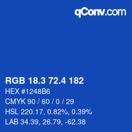 カラーコード: RGB 18.3 72.4 182 | qconv.com