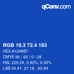 カラーコード: RGB 18.3 72.4 183 | qconv.com