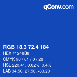 カラーコード: RGB 18.3 72.4 184 | qconv.com