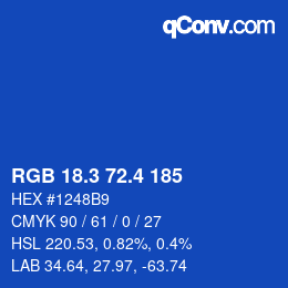 カラーコード: RGB 18.3 72.4 185 | qconv.com