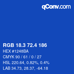 カラーコード: RGB 18.3 72.4 186 | qconv.com
