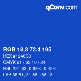 カラーコード: RGB 18.3 72.4 195 | qconv.com