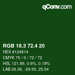カラーコード: RGB 18.3 72.4 20 | qconv.com
