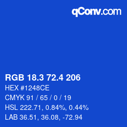 カラーコード: RGB 18.3 72.4 206 | qconv.com