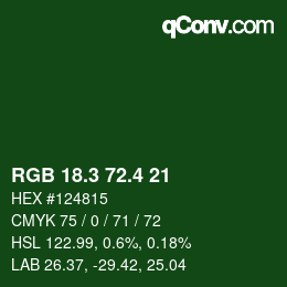 カラーコード: RGB 18.3 72.4 21 | qconv.com